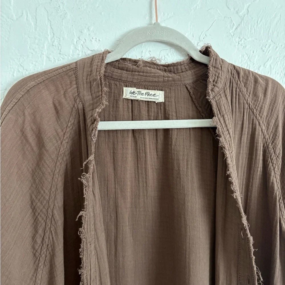 We The Free Chocolate Brown Button-Down Shirt Size M - Picture 3 of 9